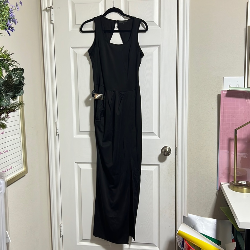 TOV high slit backless gown